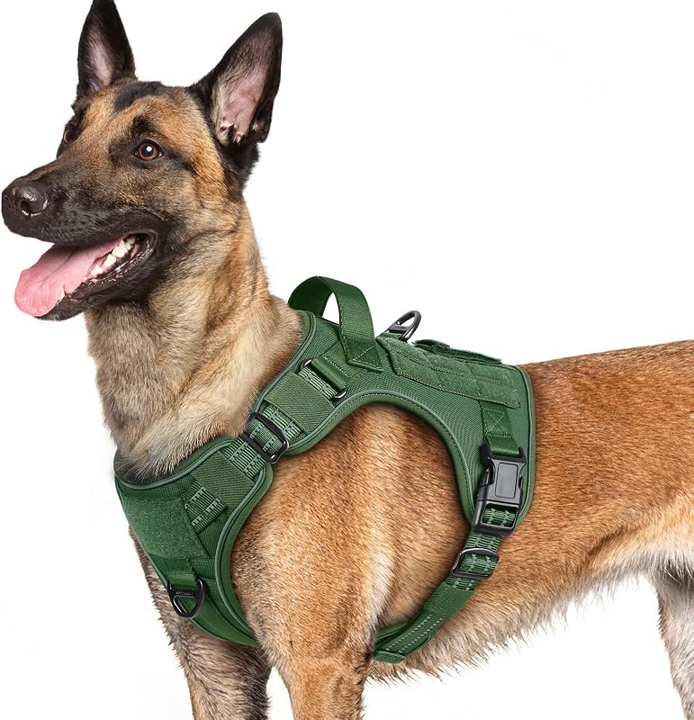 Peitoral tático para cães grandes rabbitgoo com sistema MOLLE e alça de controle – G