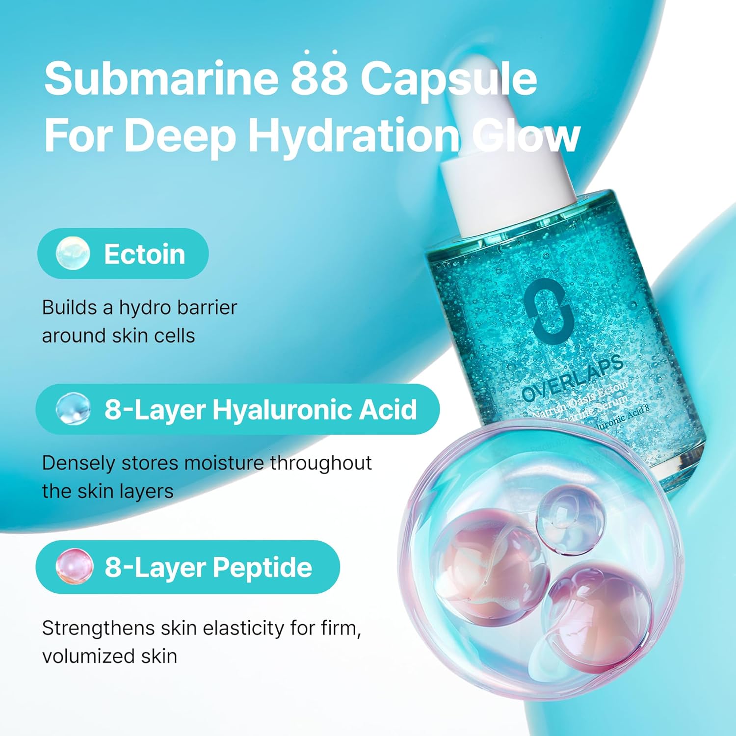 Overlaps Natrun Oasis Ectoin Submarine Hydration Serum for Glow-Aging & Long-Lasting Moisture, Lightweight Non-Sticky Korean Skincare with 0.5% Ectoin, 8-Layer Hyaluronic Acid & Peptides, 1.01 fl. oz. - Image 4