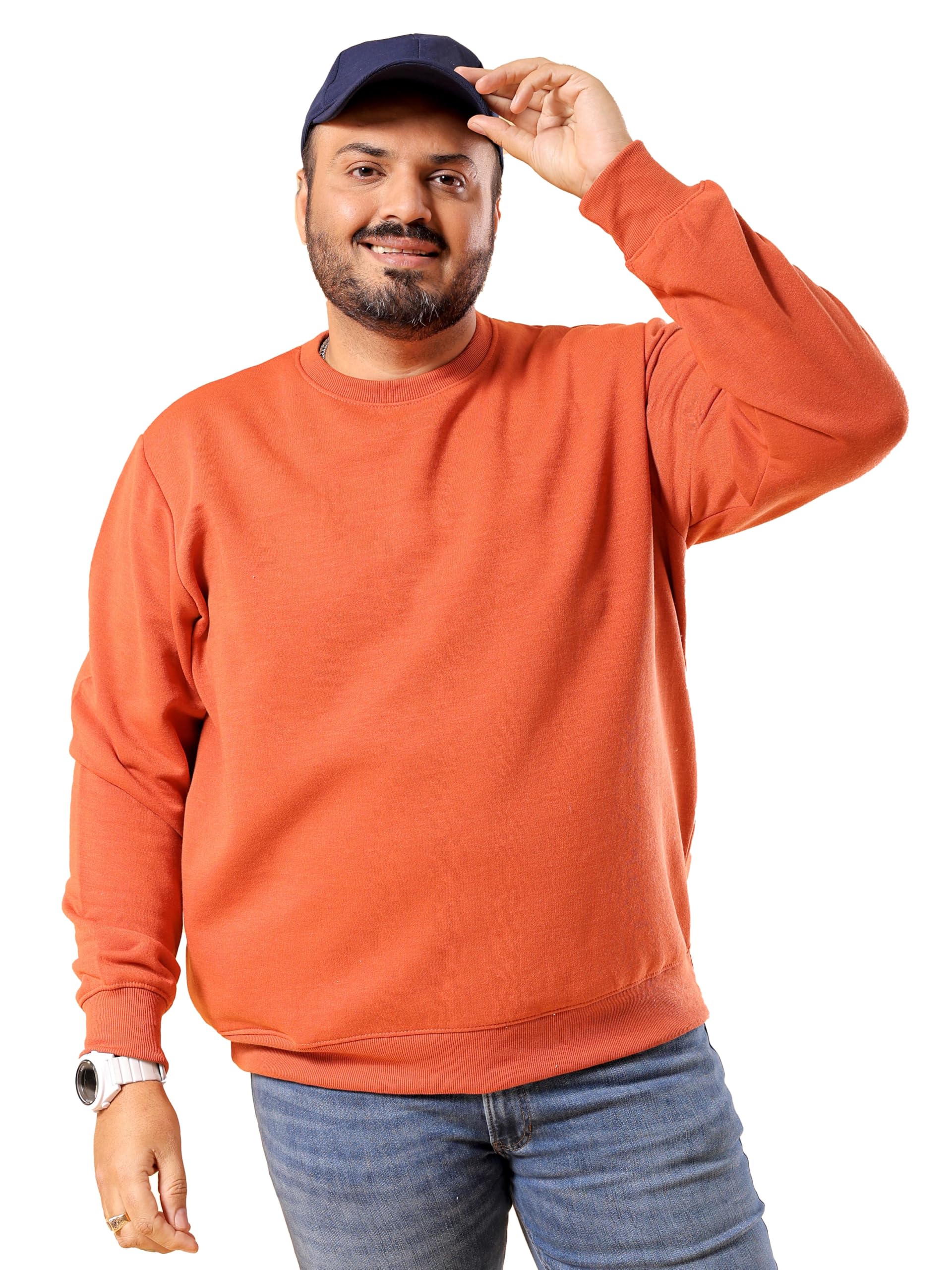 hardsoda by The Indian Garage Co Men Plus Size Regular Fit Solid Crew Neck Sweatshirt-picture-27