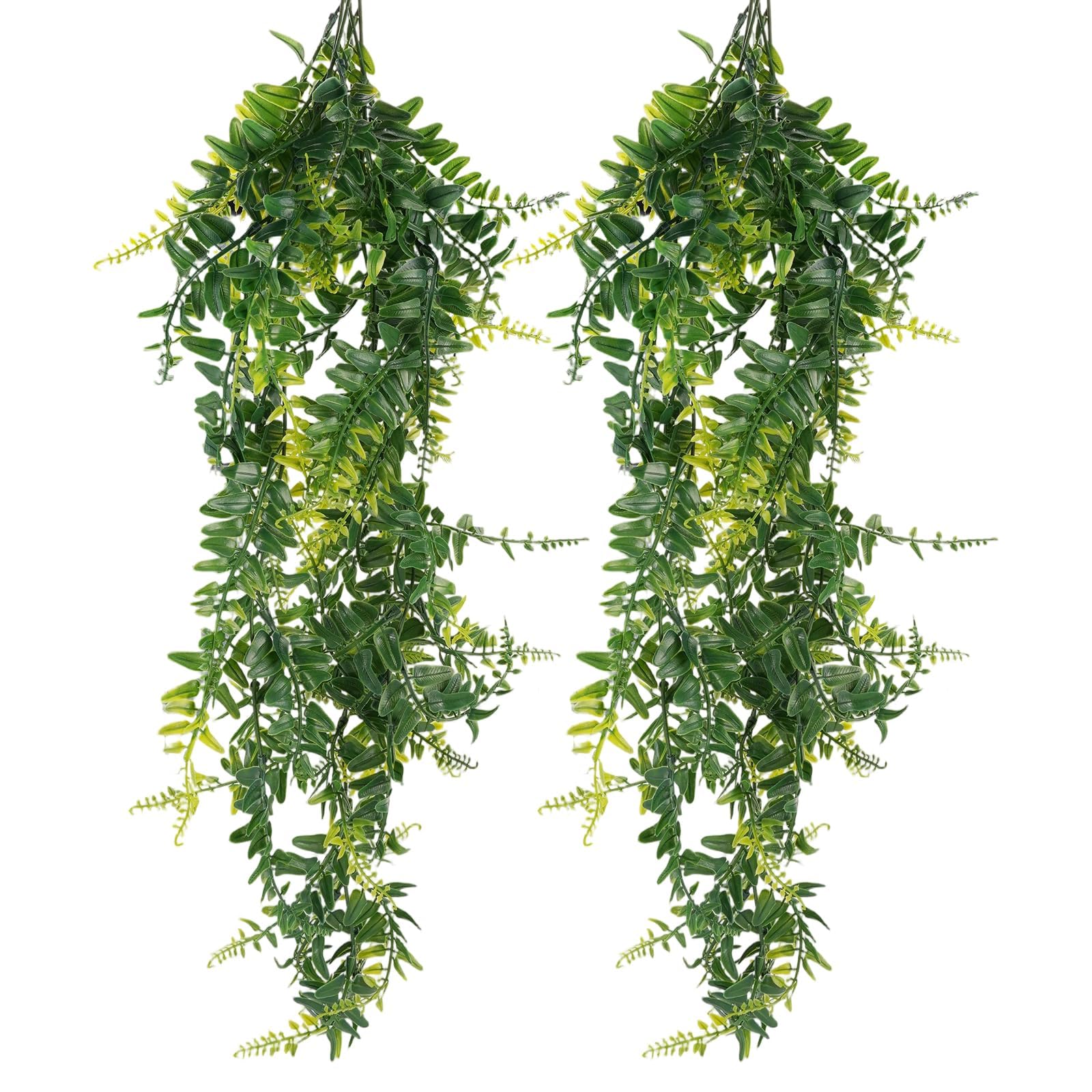 2 Pack Artificial Hanging Plants 80cm, Fake Ferns for Indoor Outdoor