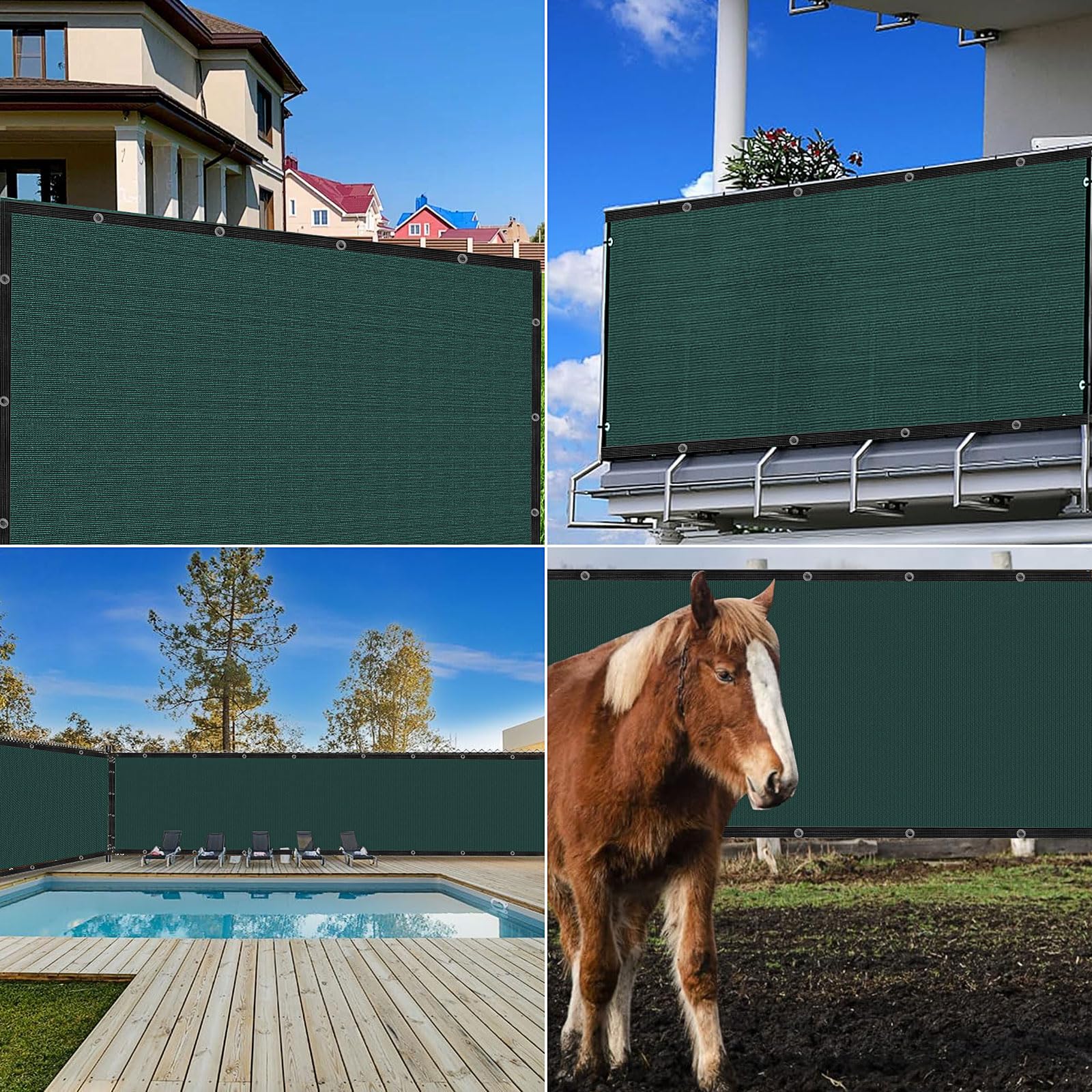 Recinzione per privacy, 1,8 x 15,2 m, resistente, rete ombreggiante per parete, giardino, cortile, cortile (verde, 1,8 m x 15,2 m)