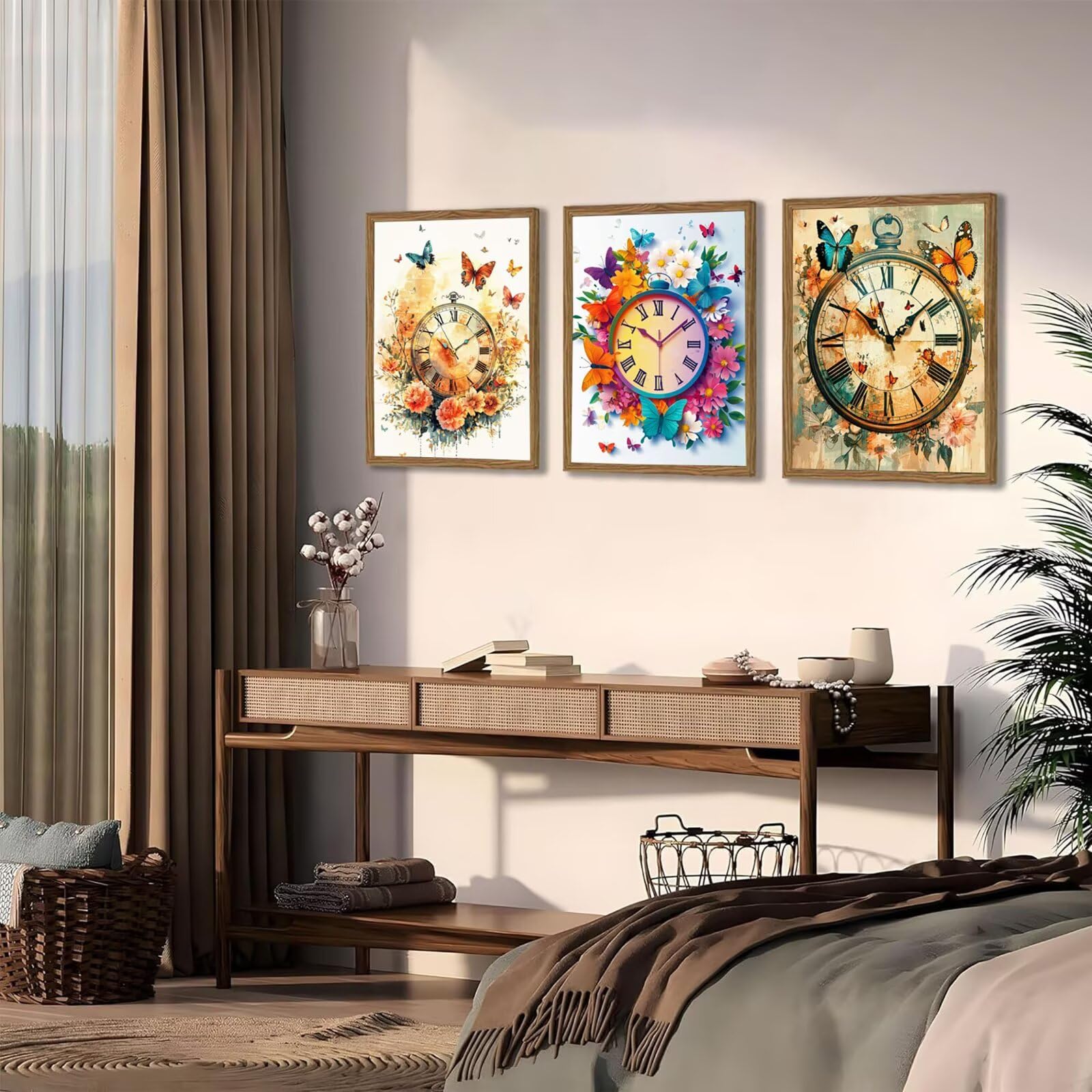 Generico Cnyaunfi 3 Pezzi Farfalla Pittura Diamante Fai-Da-Te, 5D Retro Diamond Painting Kit Completo per Hobby Creativi Adulti, Per La Decorazione Della Parete Di Casa 50x70cm YF-3431