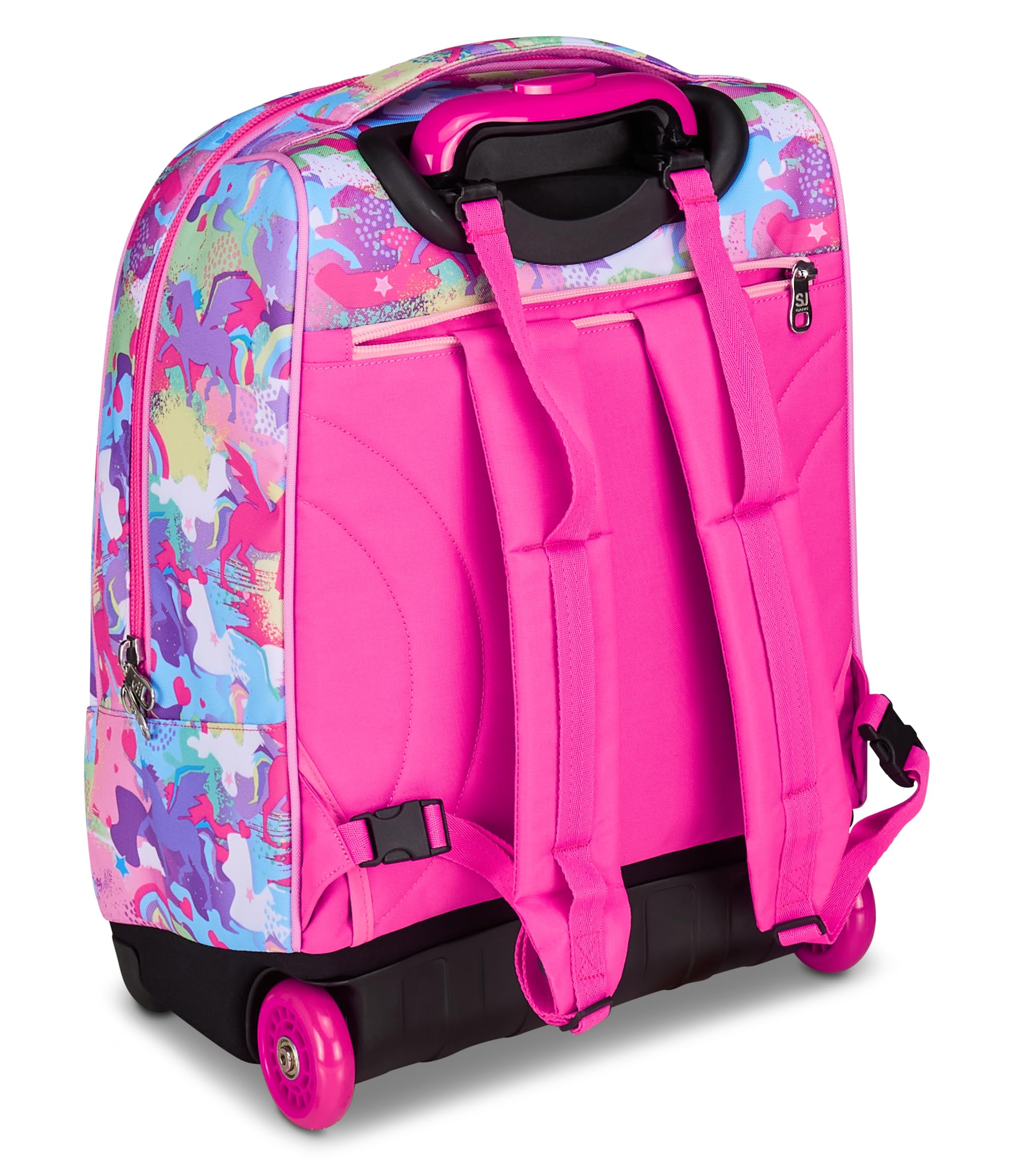 SJ GANG STYLE JAM GANG Trolley Scuola Fisso, Fucsia, 2 in 1, Doppio Uso, Trolley e Zaino, Zaino Scuola Elementare, Bambina