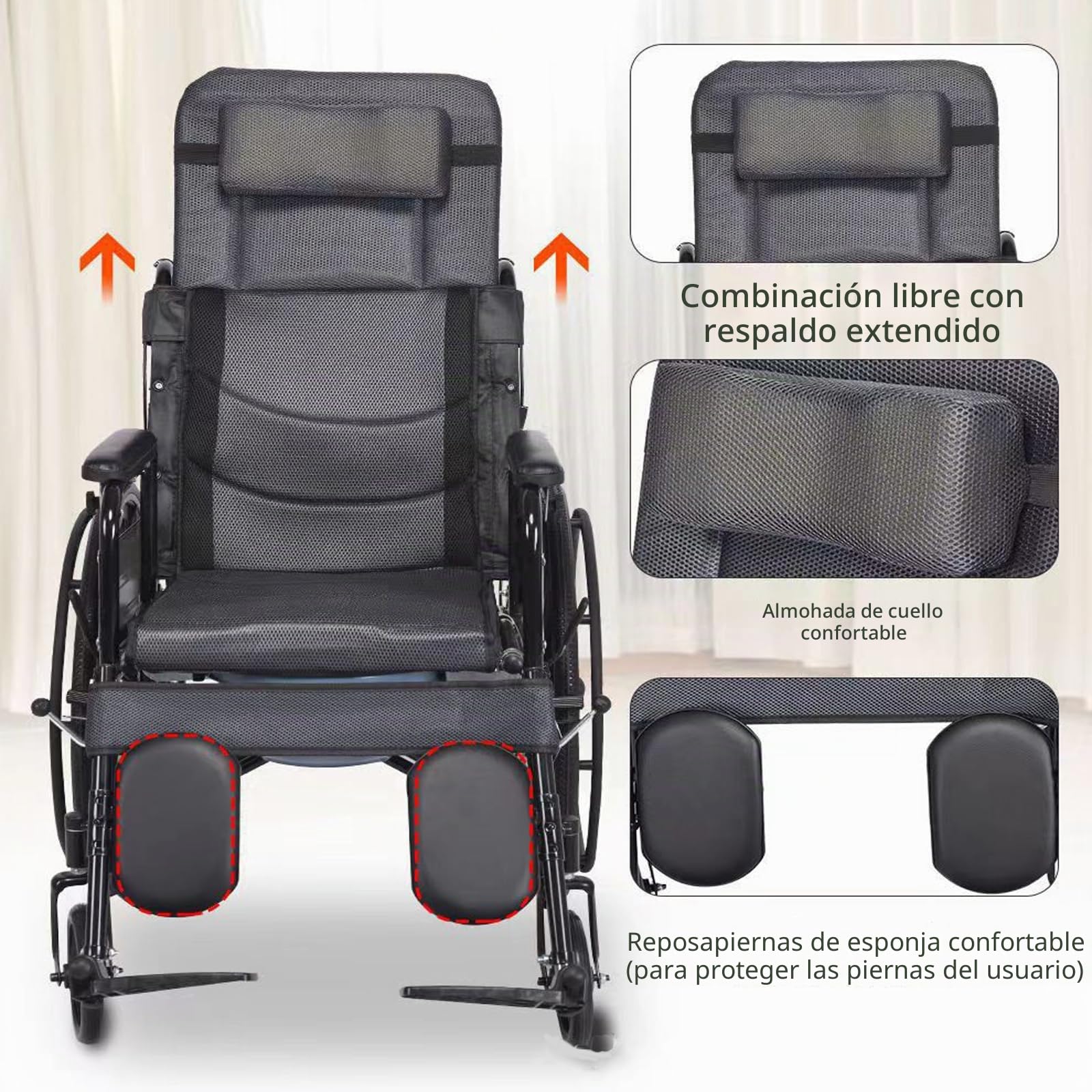 Silla de ruedas plegable ligera con reposapiés y reposabrazos extraíbles, asiento de 18 pulgadas, dispositivo de movilidad estándar para adultos para usuarios bariátricos y discapacitados