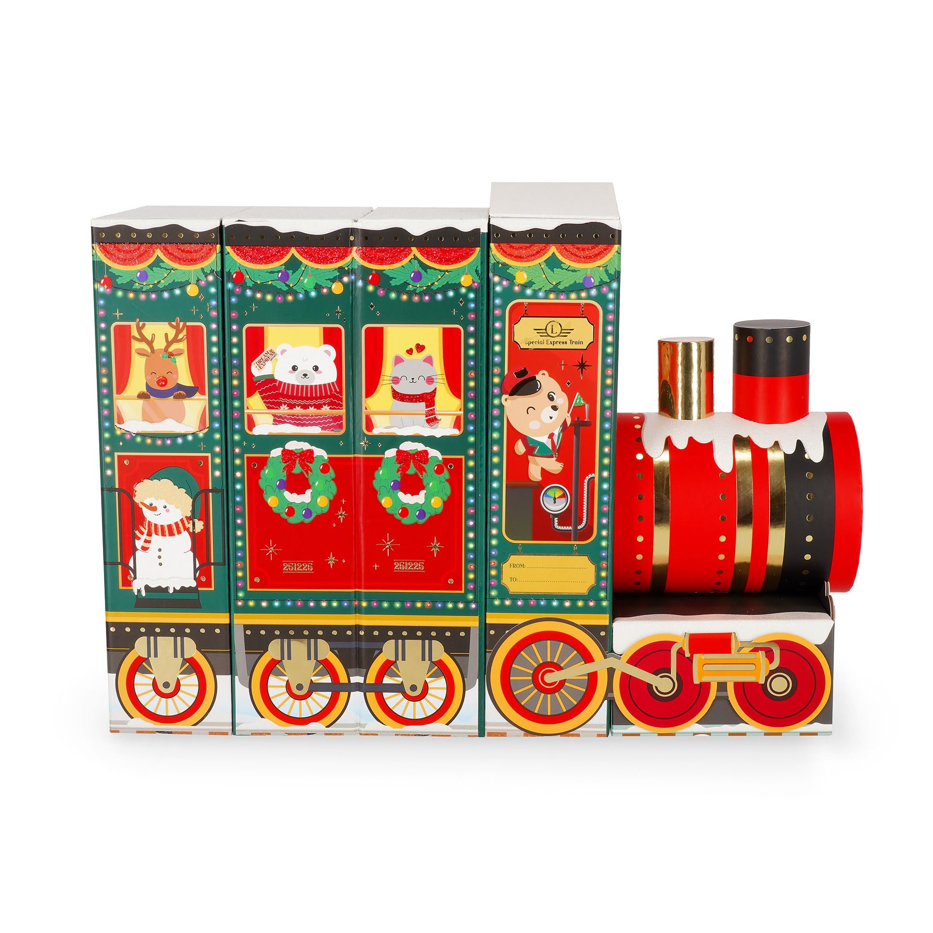 Legami - Adventskalender 2025, 24 Überraschungen, darunter 1 löschbarer Stift in limitierter Auflage, wiederverwendbar, langlebig, Details aus Folie und Glitzer, 33 x 39 x 6,7 cm