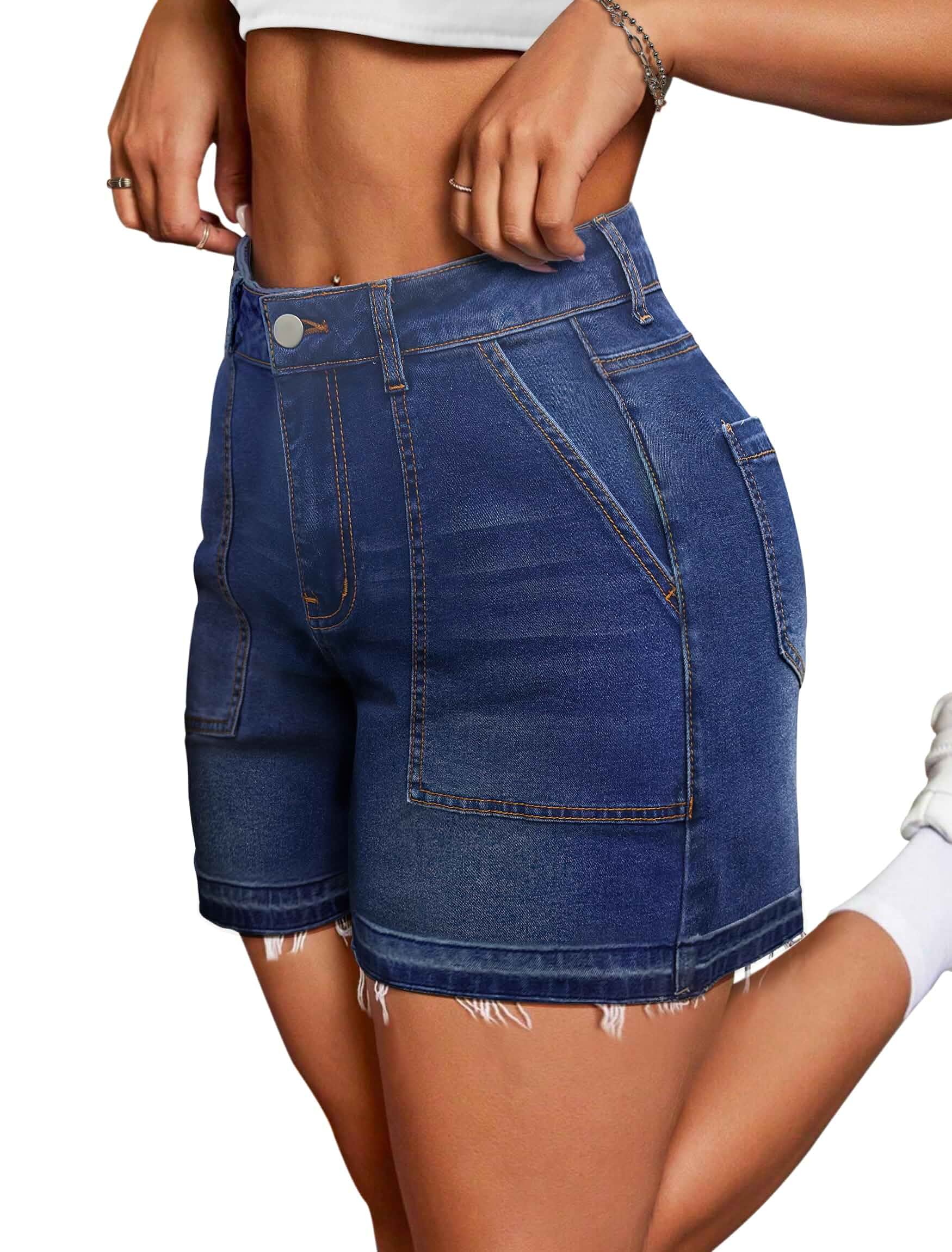 IWD Jean Shorts Womens High Waisted Denim Shorts Ripped Summer Trendy Jorts Regular Fit