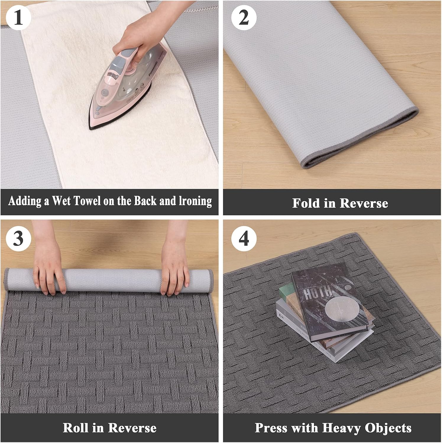 Ileading Indoor Door Mat 2x3ft, Absorbent Dog Muddy Paws Mats, Low-Profile Entrance Small Runner Carpet with Non-Slip Rubber Backing, Washable Inside Welcome Mat for Hallway,Entryway,Kitchen (Grey)