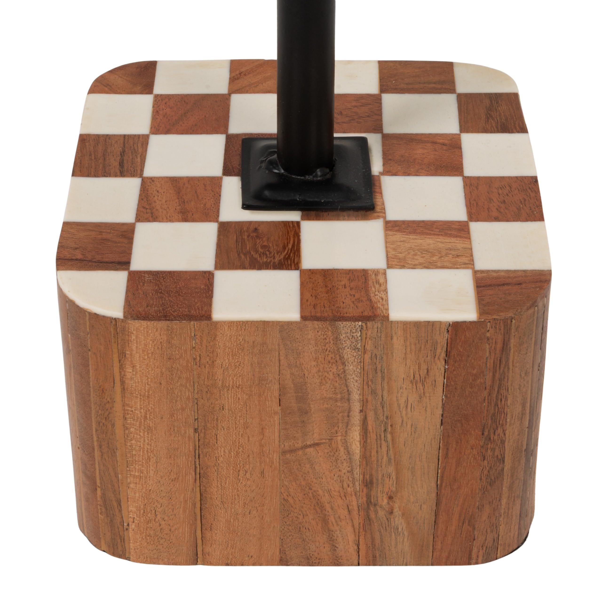 Creative Co-Op Wood Checkered Accent Table