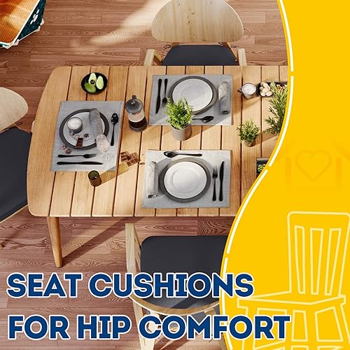 Miniatura 278 de AAAAAcessories Cojines en forma de D, espuma de 2 pulgadas de grosor, con lazos y funda extraíble lavable a máquina, 17 x 16 pulgadas, juego de 4