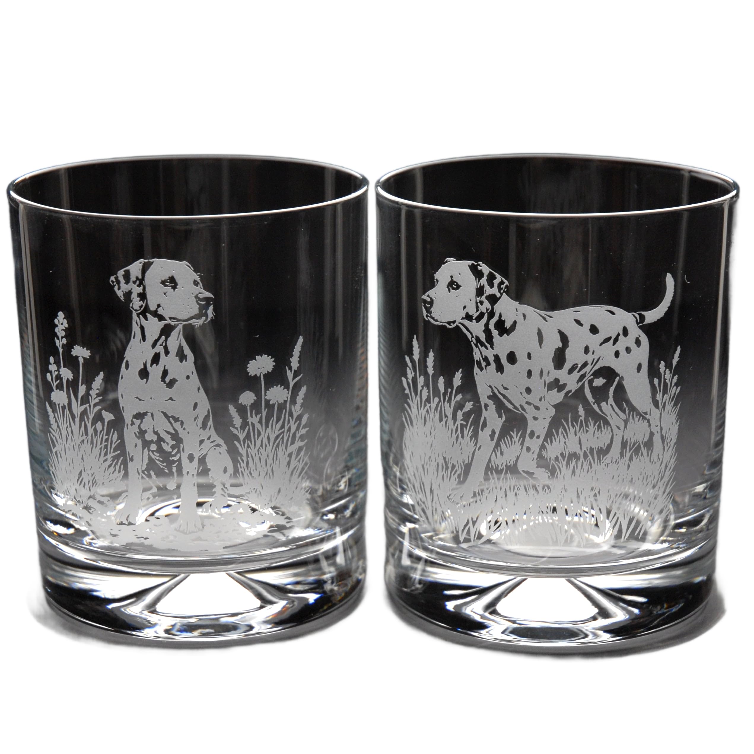 GLYPTIC Glass Art Dalmatian Dog Placement Hand Etched/Engraved Whiskey Tumbler Glass โ image 1
