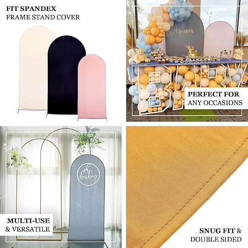 Miniatura 4 de Efavormart - Cubierta de soporte para marco de telón de fondo de elastano blanco de 7 pies, cubierta de arco de boda de 2 caras