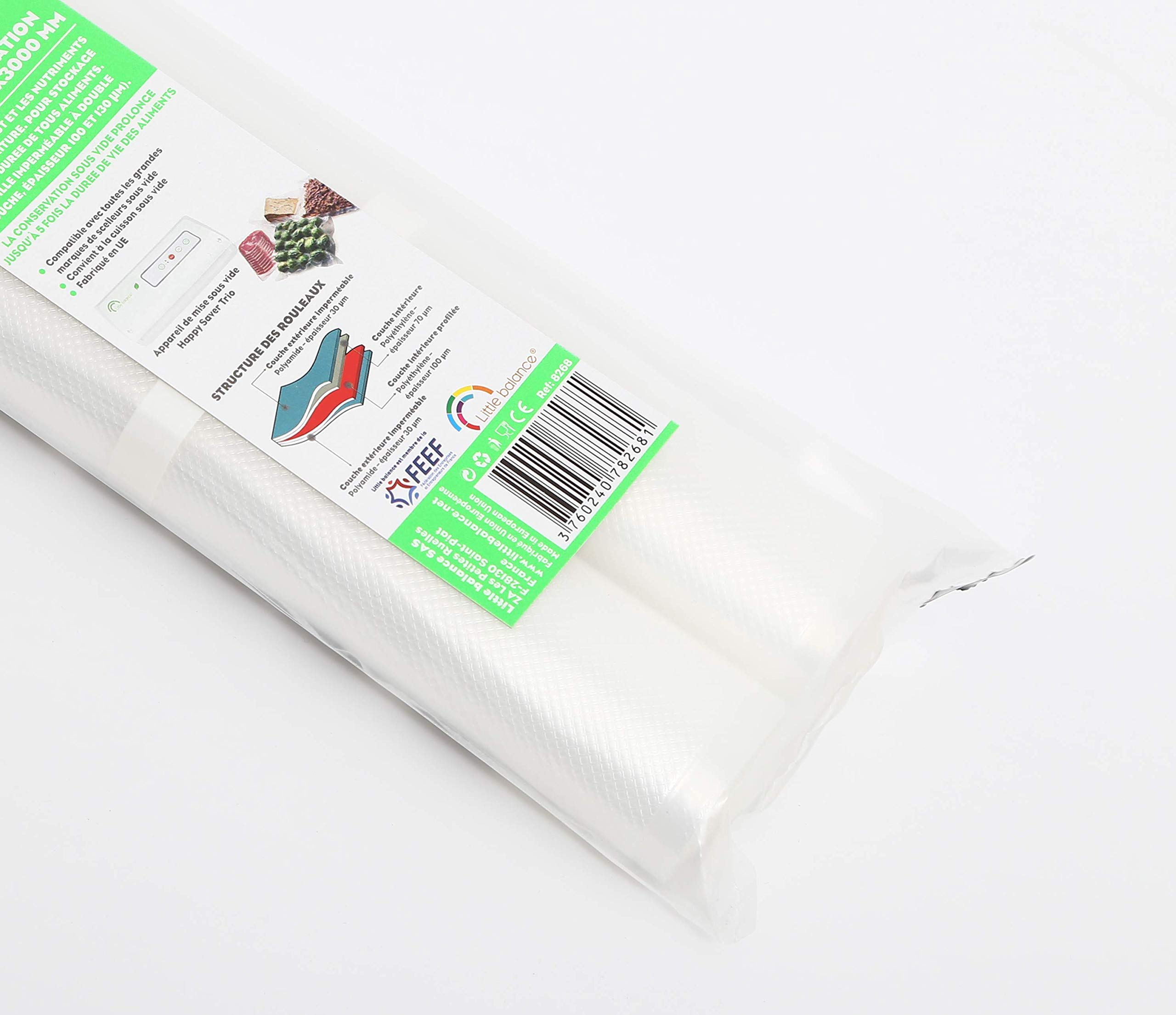 LITTLE BALANCE 8314 Happy Saver - Rouleaux de mise sous vide alimentaire - Pour toutes machines sous vide et appareils d'emballage sous vide - 2 rouleaux mise sous vide 280 x 5000 mm