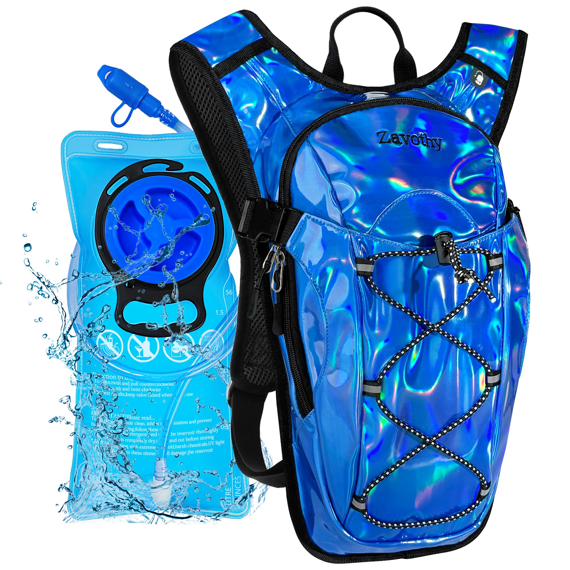 Zavothy Zaino idrico leggero per rave per ciclismo, corsa, zaino per l'idratazione con sacca d'acqua da 2 l, blu scuro
