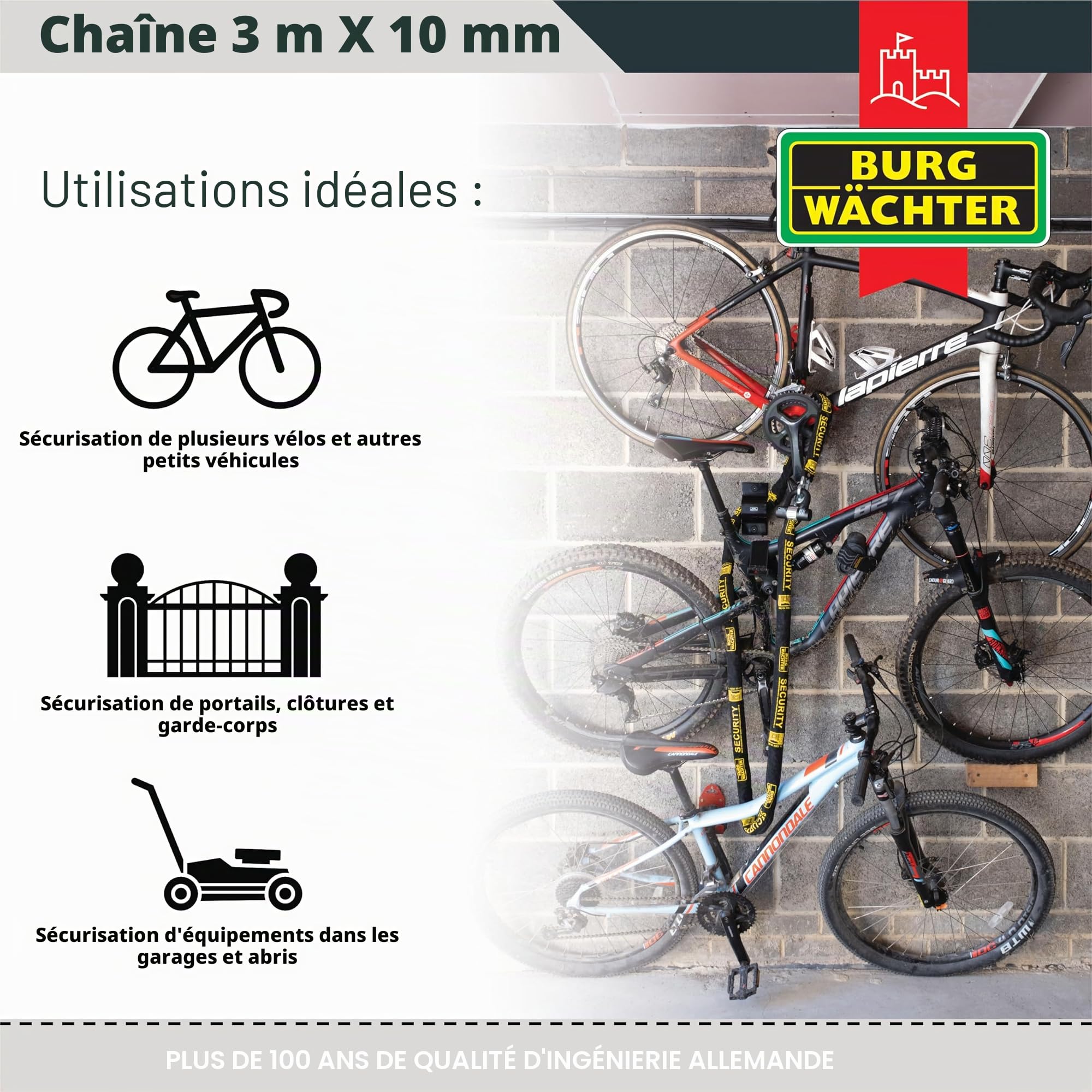 Burg-Wachter GKM 10/300 Sold Secure Chaîne 3 m