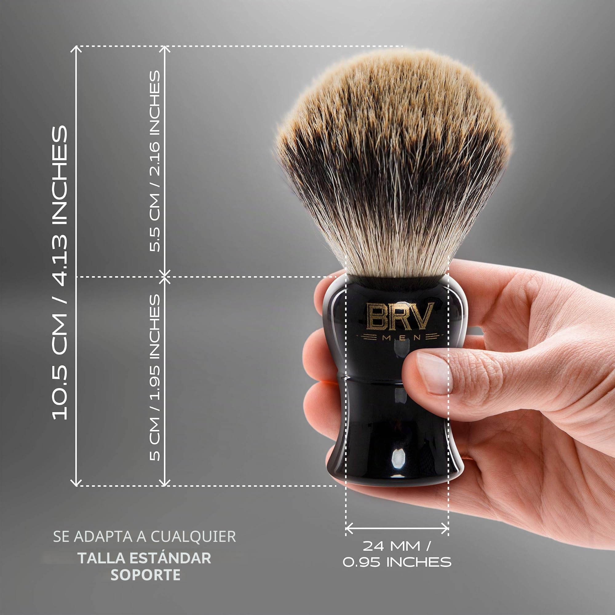 BRV MEN Brocha De Afeitar Grande - Pelo De Tejón Puro - Brocha De Tejón - Abundante Espuma - Brocha De Afeitar - Usar Con Doble - Cerdas De Tejón Genuinas - Negro