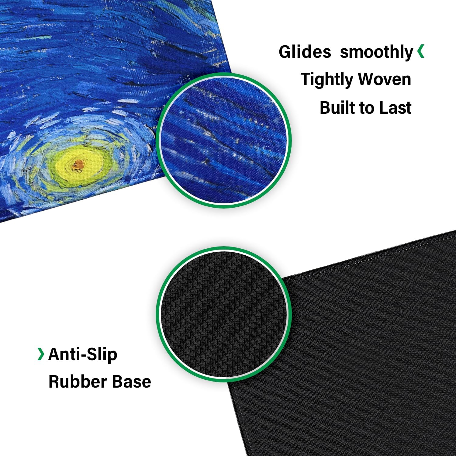 Large Mouse Pad,Extra Long and Thick Desktop Mouse Pad with Stitched Edges,Non-Slip Base,Waterproof Keyboard Pad for Gamers,Office and Home,Van Gogh - Starry Night(35.4x15.7x0.12 Inch，90x40cm)