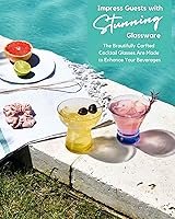 Vista 8 de ColoVie Vasos de Martini, juego de 4 vasos de cóctel, vasos de margarita sin tallo, vidrio de barra de cristal, cristalería de cóctel de camarones