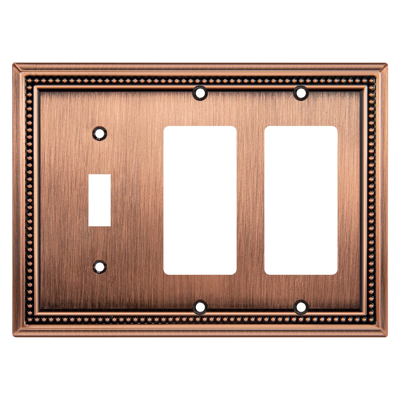 Henne Bery Sunken Pearls Heavy Duty Decorative Wall Plate Switch Plate Outlet Cover (Single Toggle/Double Decorator, Antique Copper)