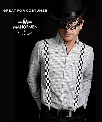 Suspenders - Checkered - Black & White