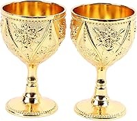 Vista 9 de 2 copas vintage, copa de vino medieval, copa de vino de metal de cobre en relieve, mini copas de comunión, copa de vino real, relieve 3D