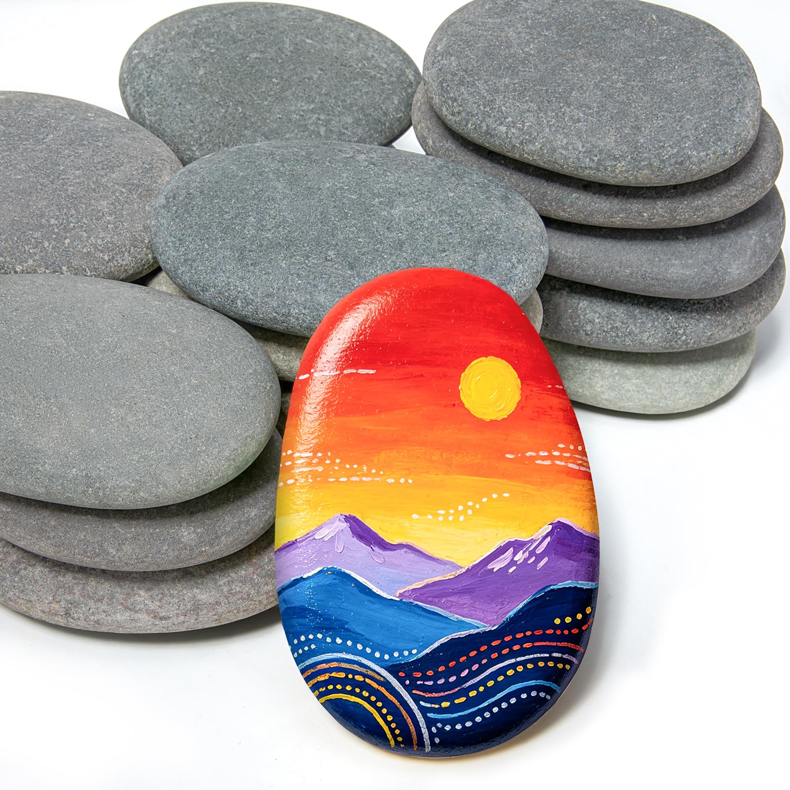 Simetufy 20 Pcs Large River Rocks for Painting