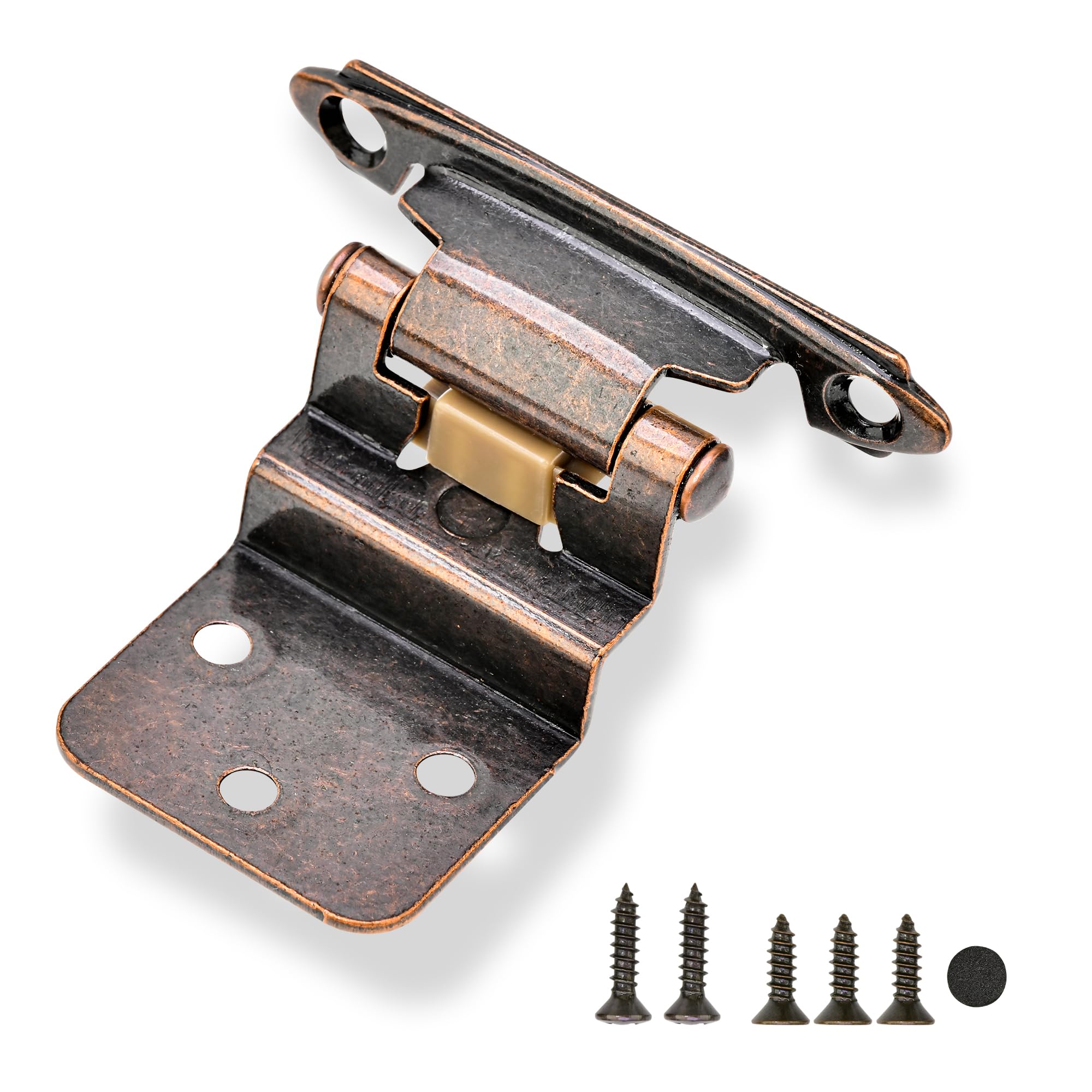 Confezione da 50 paia di cerniere per ante di armadietti da 9,5 mm, in bronzo lucidato ad olio, a chiusura automatica, cerniere per ante di armadietti da cucina, cerniere semi- cerniere variabili per