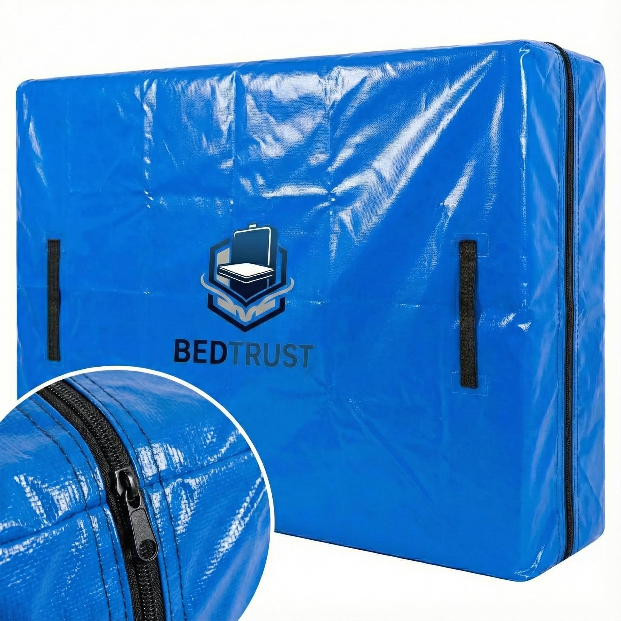 BEDTRUST Single Mattress Bag for Moving and Storage - Heavy Duty Waterproof Tarp Plastic Cover with Zip & 8 Handles - Reusable, Tearproof Protector