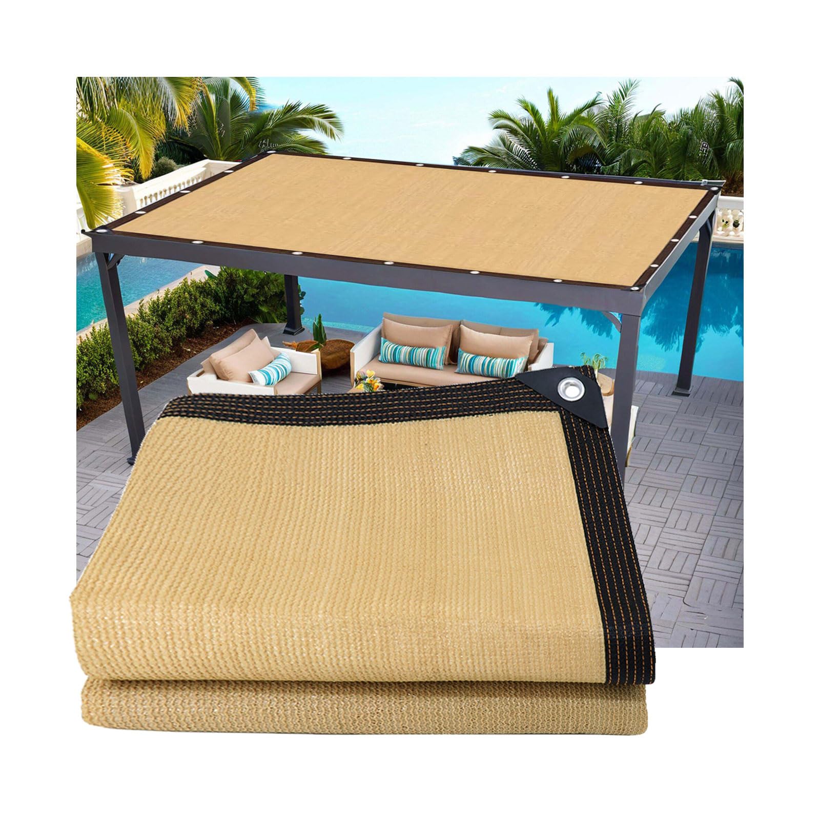 Shade Cloth Net, Shade Cloth 90% ion, Sun Net with Grommets, Outdoor Use, Multiple Sizes(20x20ft/6x6m)