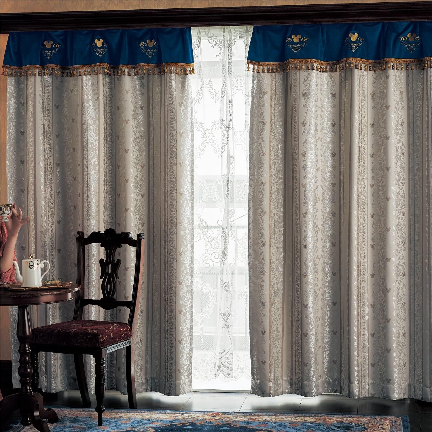 ベルメゾン] ディズニー カーテン 遮光 遮熱 上質ジャカード フリンジ