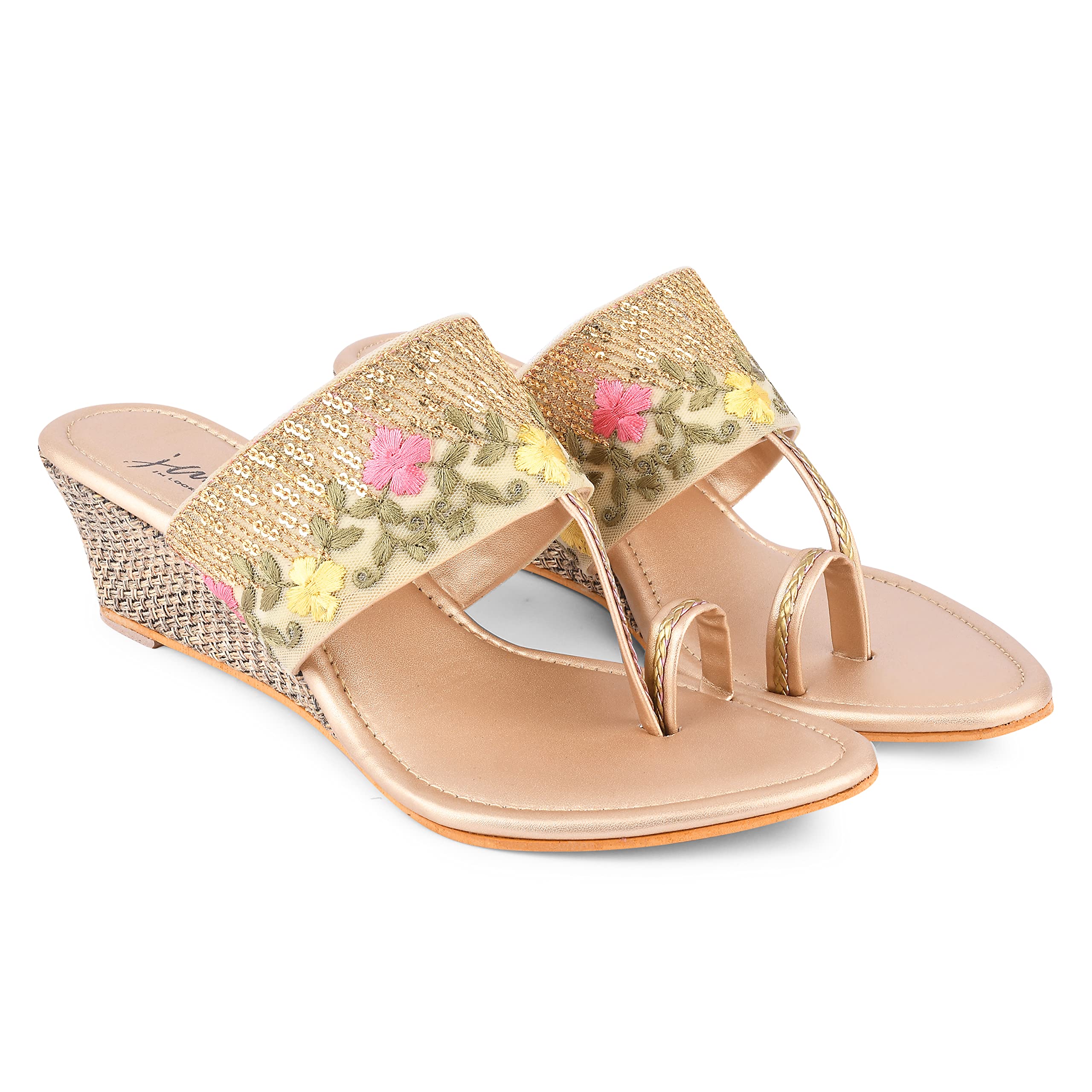 JM LOOKS Embroidered Wedge Sandals: Trendy Comfort for Women & Girls (B0CX23SDJD) Amazon Price History, Amazon Price Tracker