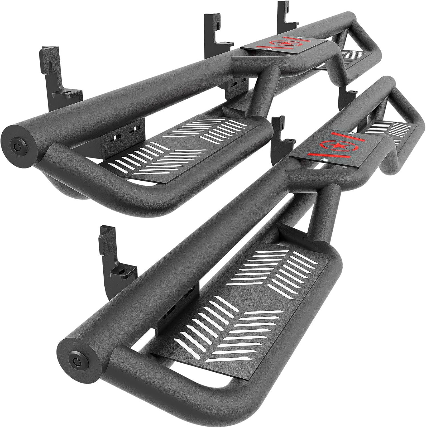 YZONA Running Boards Side Steps Compatible for 2015-2026 Chevy Colorado & GMC Canyon Crew Cab (4 Full Size Doors), Two Stairs Design Bolt-on Side Rails Step Nerf Bar (Black Powder Coated)