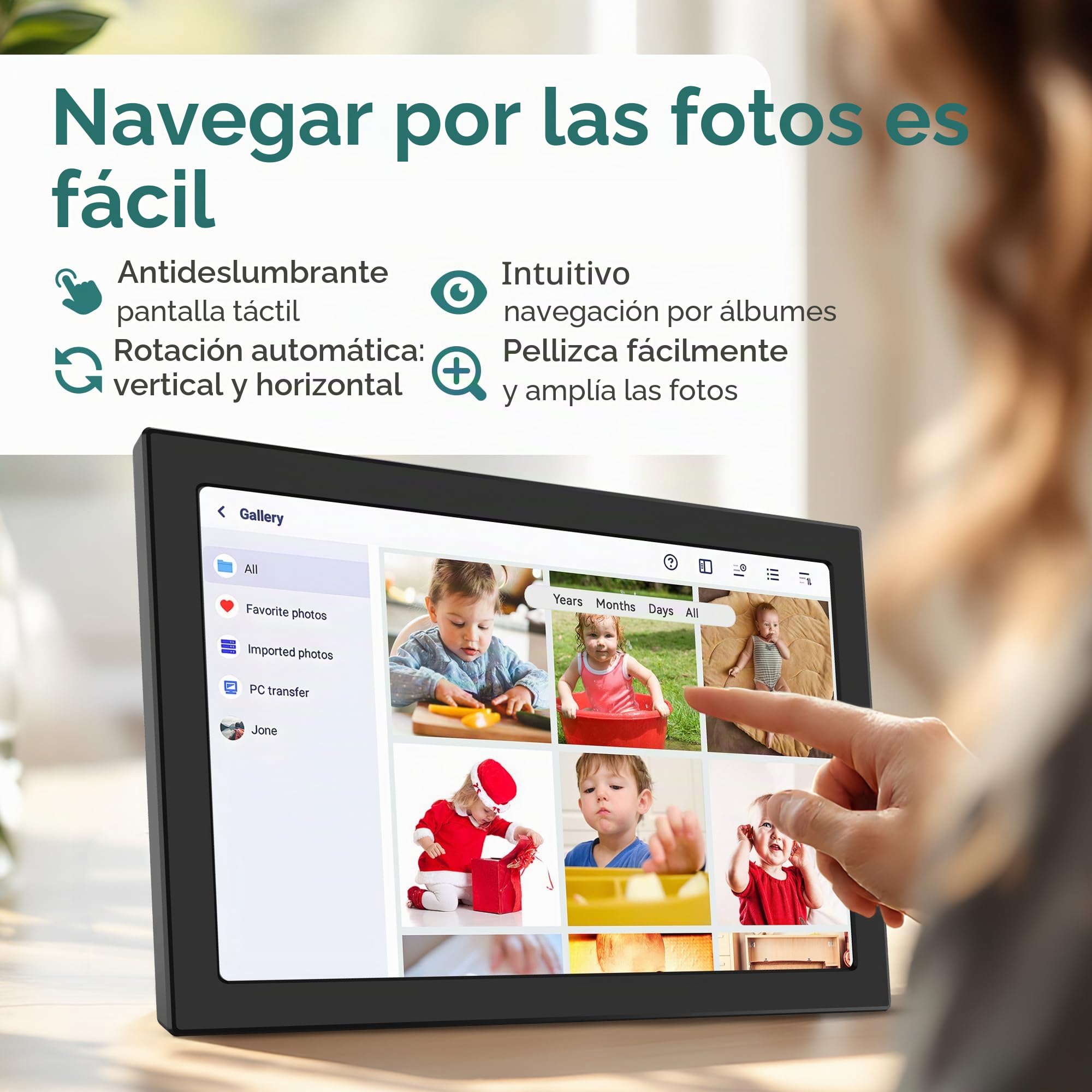XORO Marco de Fotos Digital WiFi de 10,1 Pulgadas, Pantalla táctil IPS de 1280 x 800 HD, 16 GB de Memoria, rotación automática, comparte Fotos al Instante Desde Cualquier Lugar