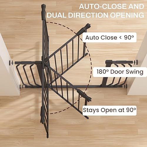 Miniatura 3 de ELEVON Puerta de bebé para puertas de escaleras, puerta de seguridad para mascotas con funciones de cierre automáticomantenimiento, se adapta a