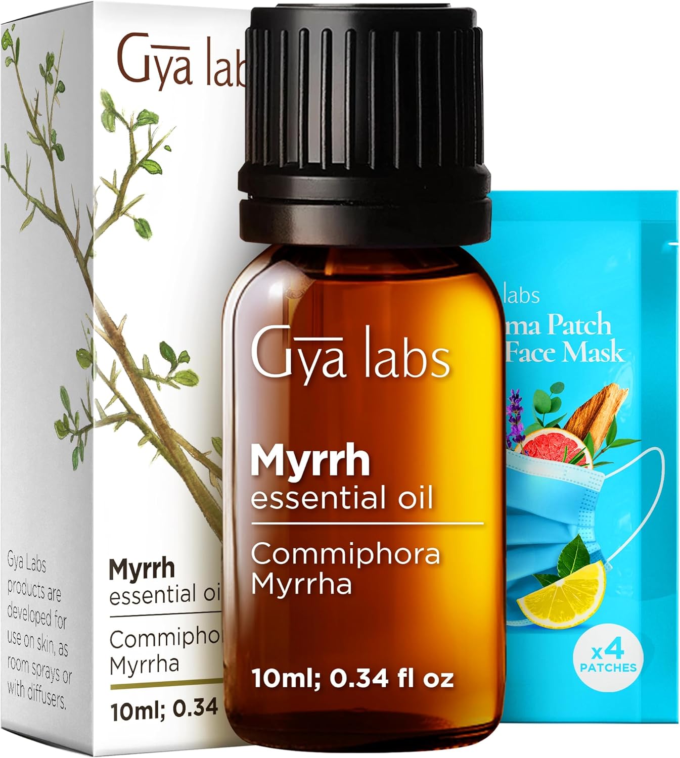 Australian Sandalwood Essential Oils for Diffuser & Myrrh Oil for Skin Set - Aromatherapy Grade Essential Oils Set - 2x0.34 fl oz - Gya Labs