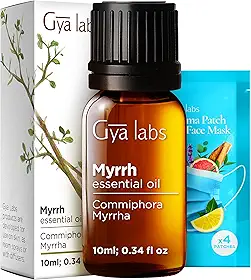 Gya Labs Óleo essencial de mirra (10 ml) - Óleos essenciais de mirra de grau terapêutico 100% puro para fabricação de velas, pele, massagem e difusor