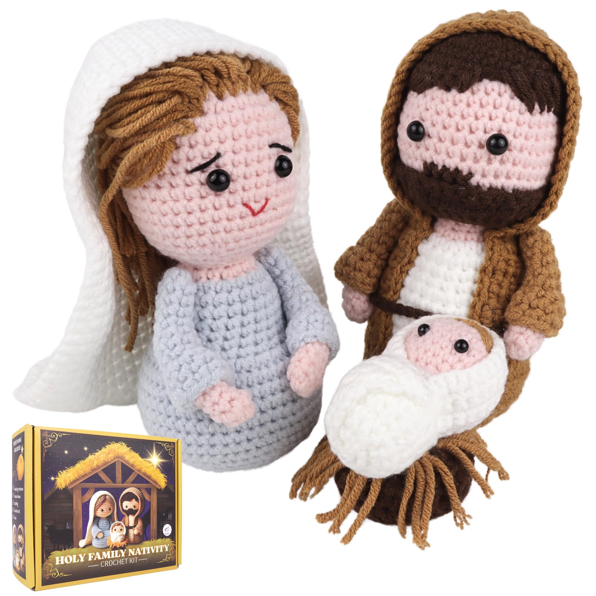 Amazon.com: Mad Mags Holy Family Nativity Crochet Kit, Starter Kit