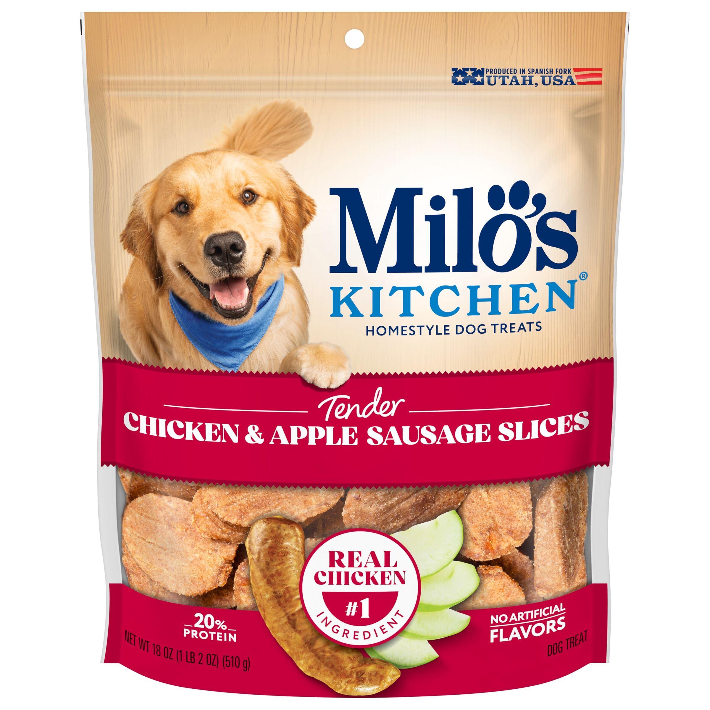 Milo's Kitchen Hundeleckerlis, Hühner- und Apfelwurstscheiben, 510 ml