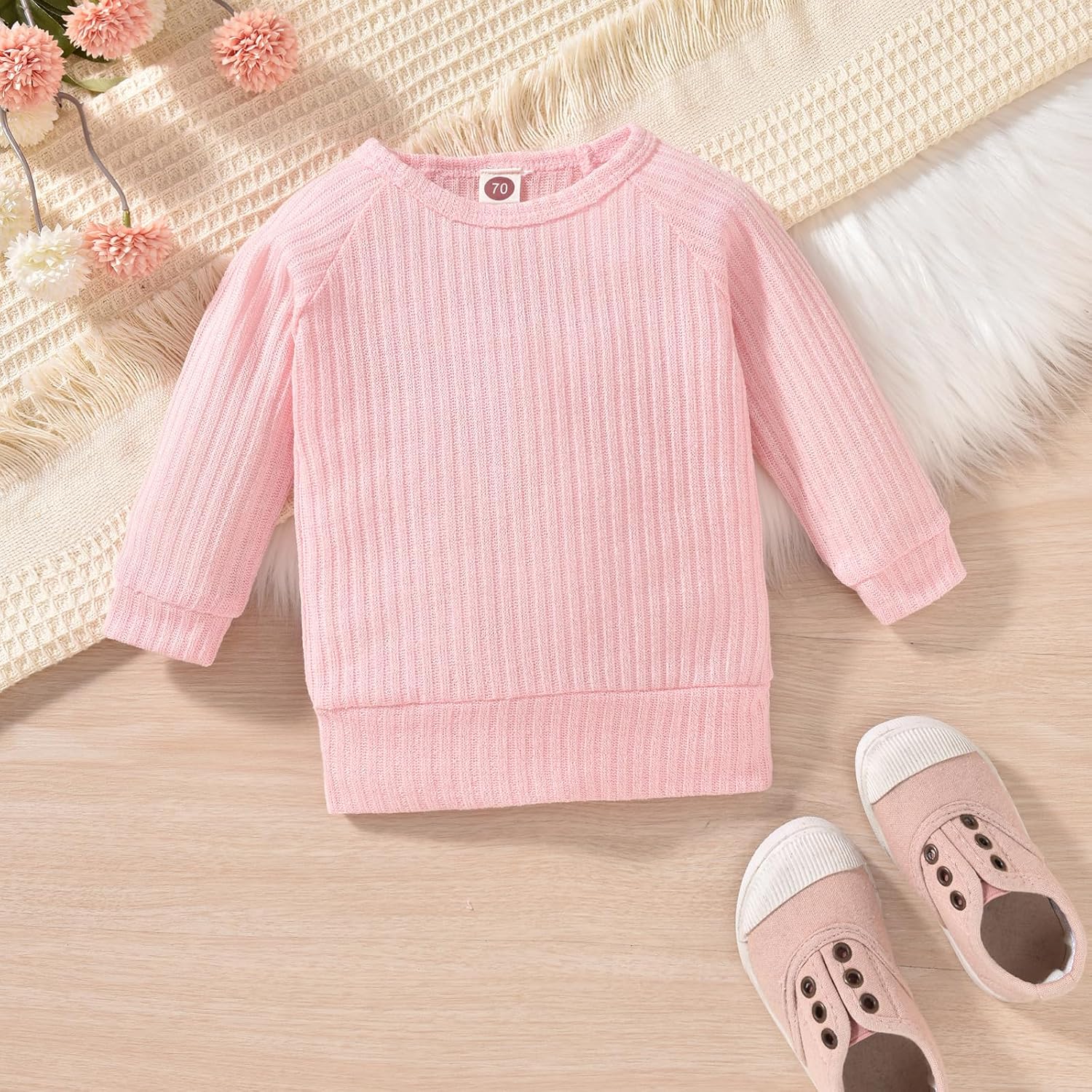 HINTINA Infant Baby Girl Knit Pullover Long Sleeve Sweater Outfits Fall Winter Clothes Clothing Set - Image 5