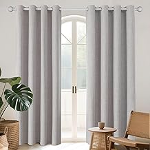 Joydeco 100% 遮光窗帘适用于卧室 84 英寸长,亚麻黑色遮光窗帘 2 块面板套装,带索环,适用于客厅窗户、隔热全光阻挡窗帘隐私保护,52"W