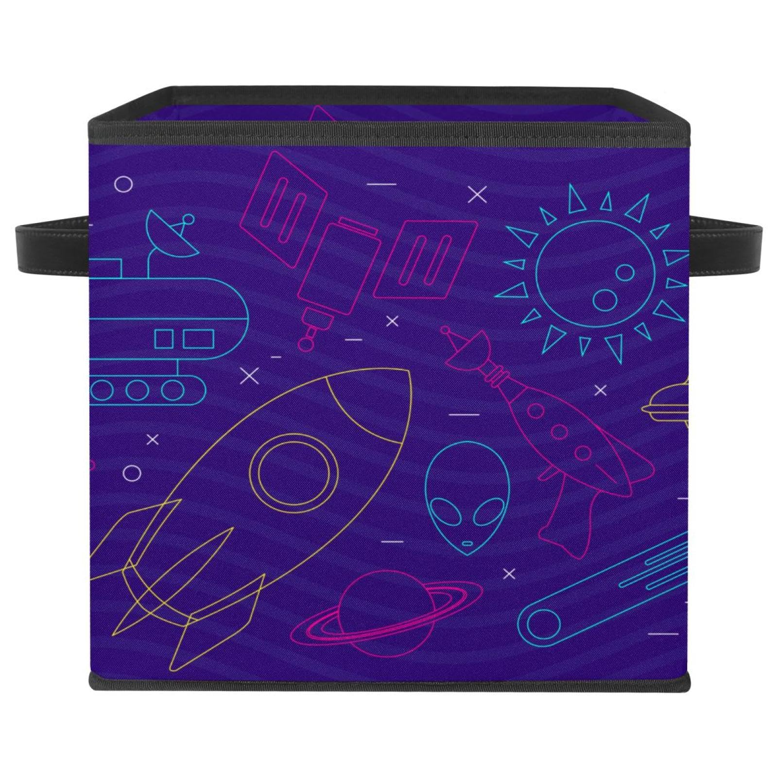 Boîte de rangement pliable cube en tissu motif espace pour chambre d'enfant