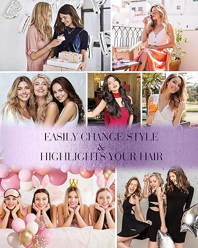 Miniatura 9 de LaaVoo Extensiones de cabello con micro anillo, balayage, color marrón oscuro que se desvanece a marrón ceniza, rubio claro, microcuentas, 14