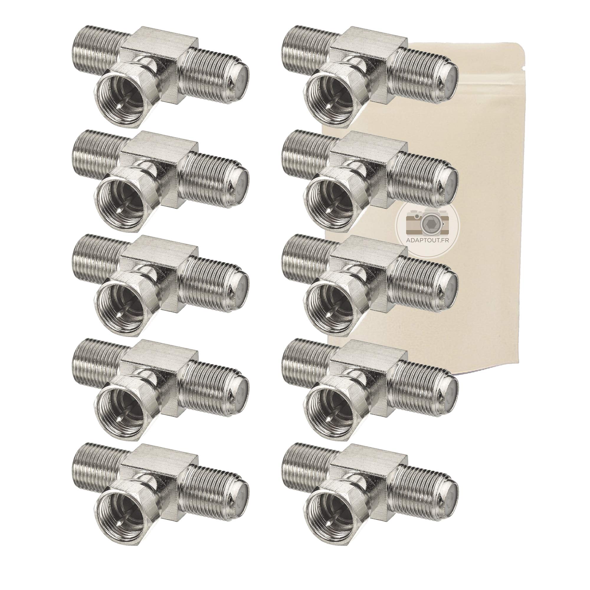 10x Sdoppiatore Antenna TV Tipo F In Forma Di T - 1 Spina Maschio E 2 Femmina - Splitter Connettore Video E S-video - Adaptout Marca Francese - Foto 8