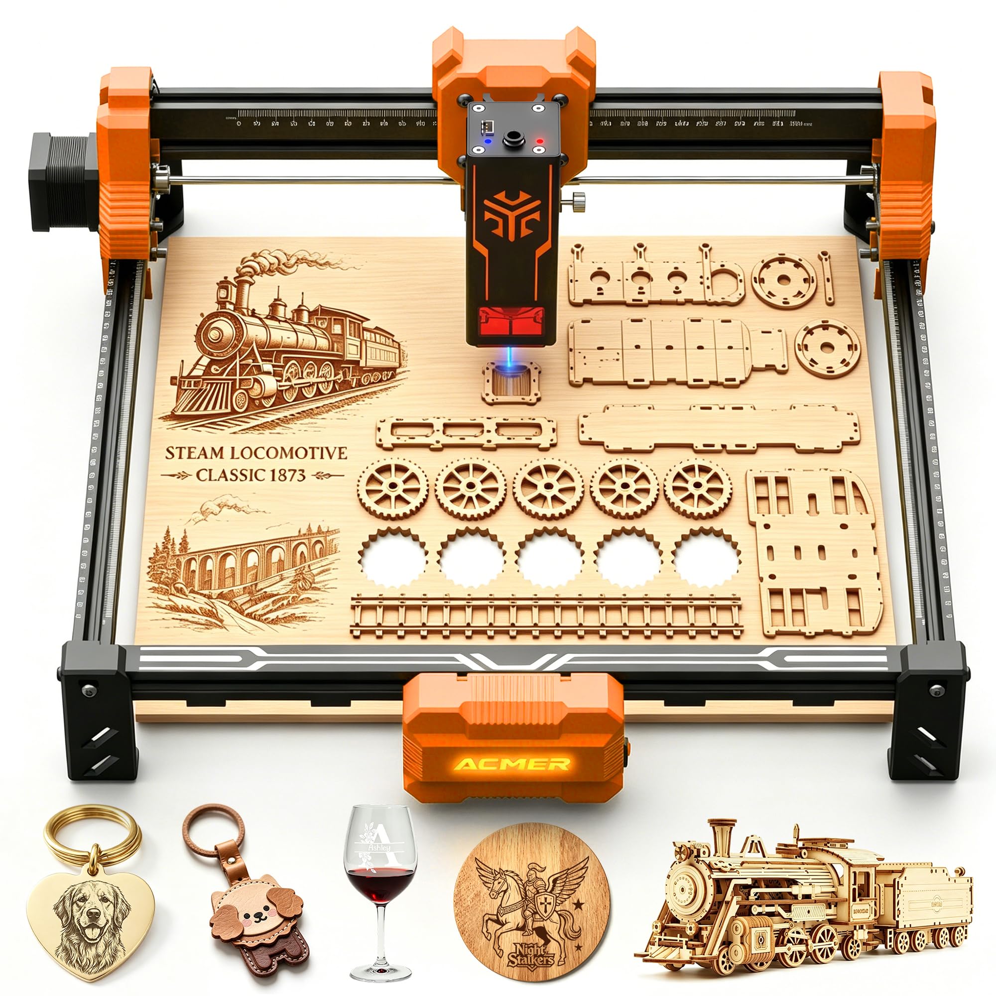 ACMER Laser Cutter 12 W, ulepszona maszyna do grawerowania laserowego, zakres roboczy 300 × 300 mm, grawerowanie i cięcie płyt drewnianych, wysoka precyzja 0,01 mm, maszyna do grawerowania laserowego