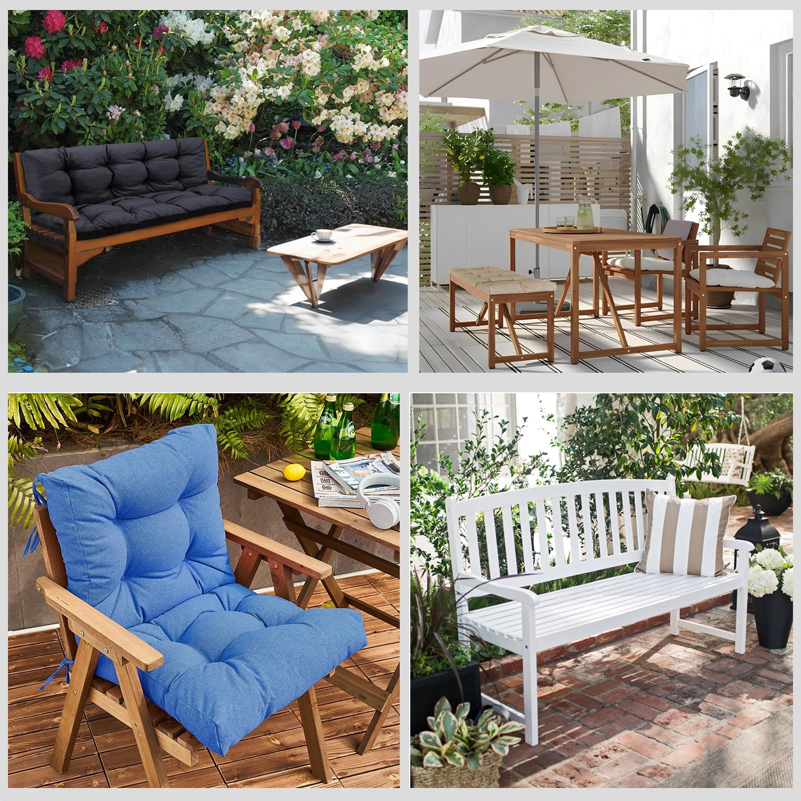 grandi cuscini da pavimento 140 x 40 x 8 cm ispessiti per comfort e resistenza allo scivolamento, impermeabili, resistenti alle macchie e più resistenti all'usura, adatti per mobili da giardino