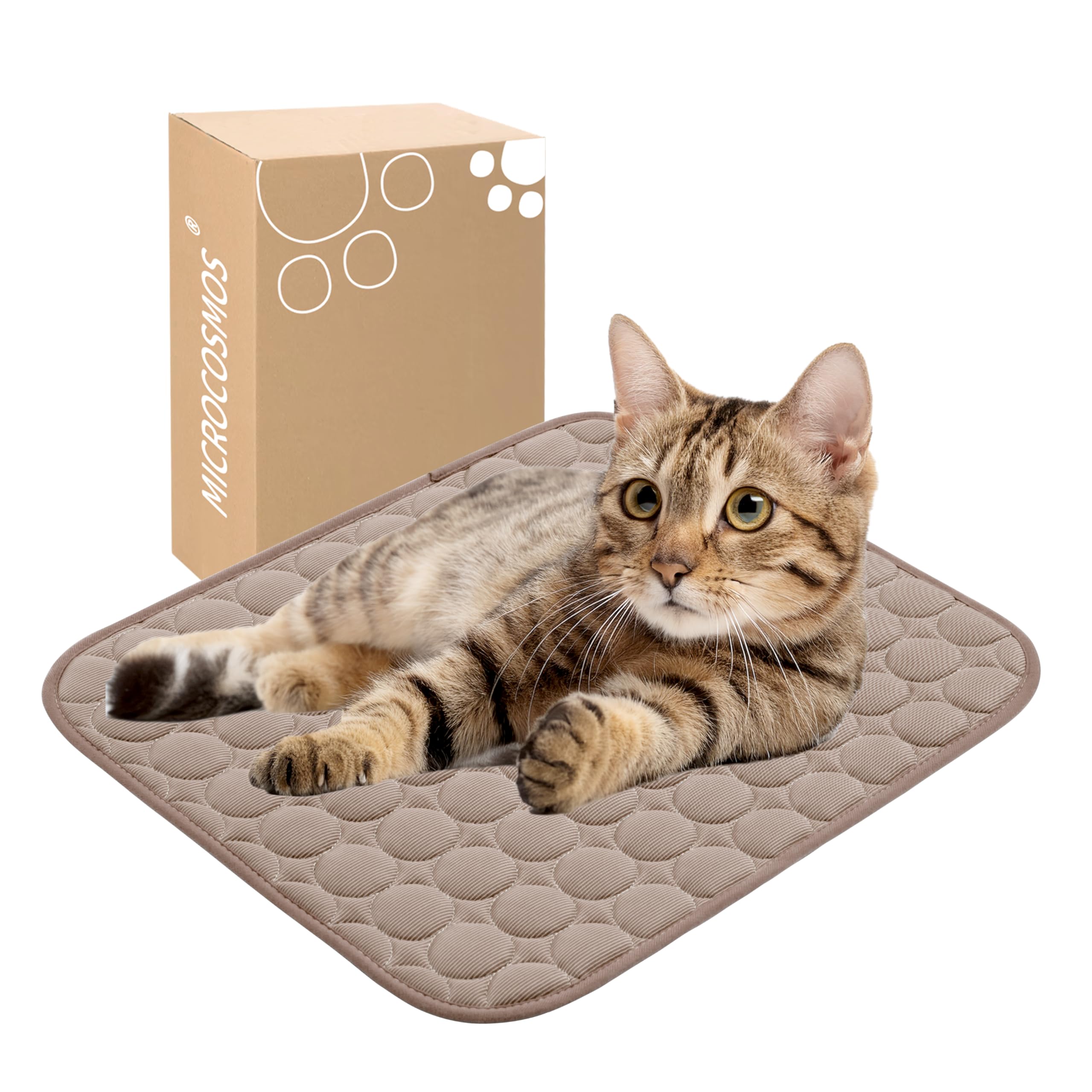 MICROCOSMOS Summer Cooling Mat & Sleeping Pad- Water Absorption Top, Materials Safe, Easy Carry, EZ Clean. Keep Cooling for Pets, Kids and Adults.(Brown, 19" x 15") — image 1