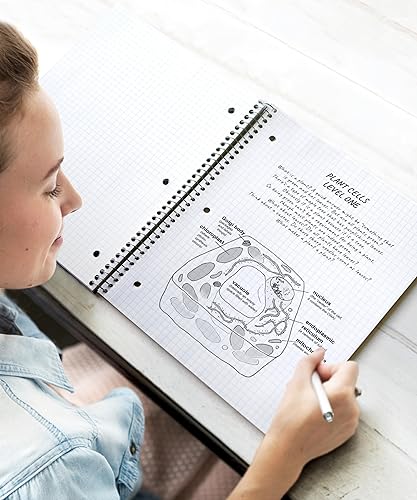 Miniatura 8 de Dunwell Cuaderno de papel cuadriculado, cubierta de plástico negro, 100 hojas de 8.5 x 11 pulgadas, cuaderno de cuadrícula cuadrada de 14 pulgadas,