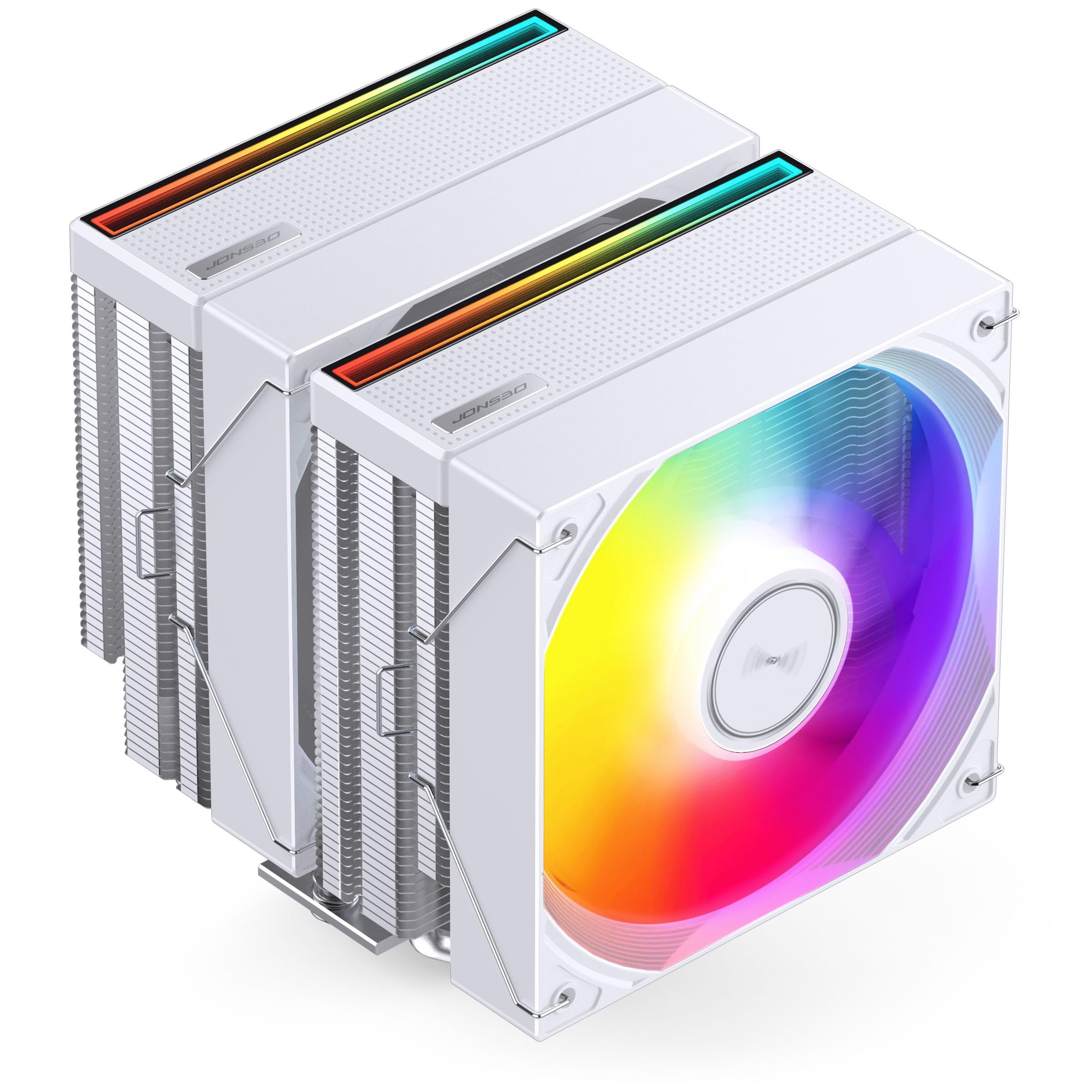 Jonsbo CB80 chłodnica procesora – biała | Dual-Tower Cooler z 2 wentylatorami PWM 120 mm, 6 rurami cieplnymi i oświetleniem RGB