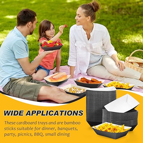 Miniatura 5 de Yinkin 100 bandejas de papel de 0.25 libras, bandejas desechables para nachos, bandejas de papel kraft para tacos, concesión, Halloween, suministros