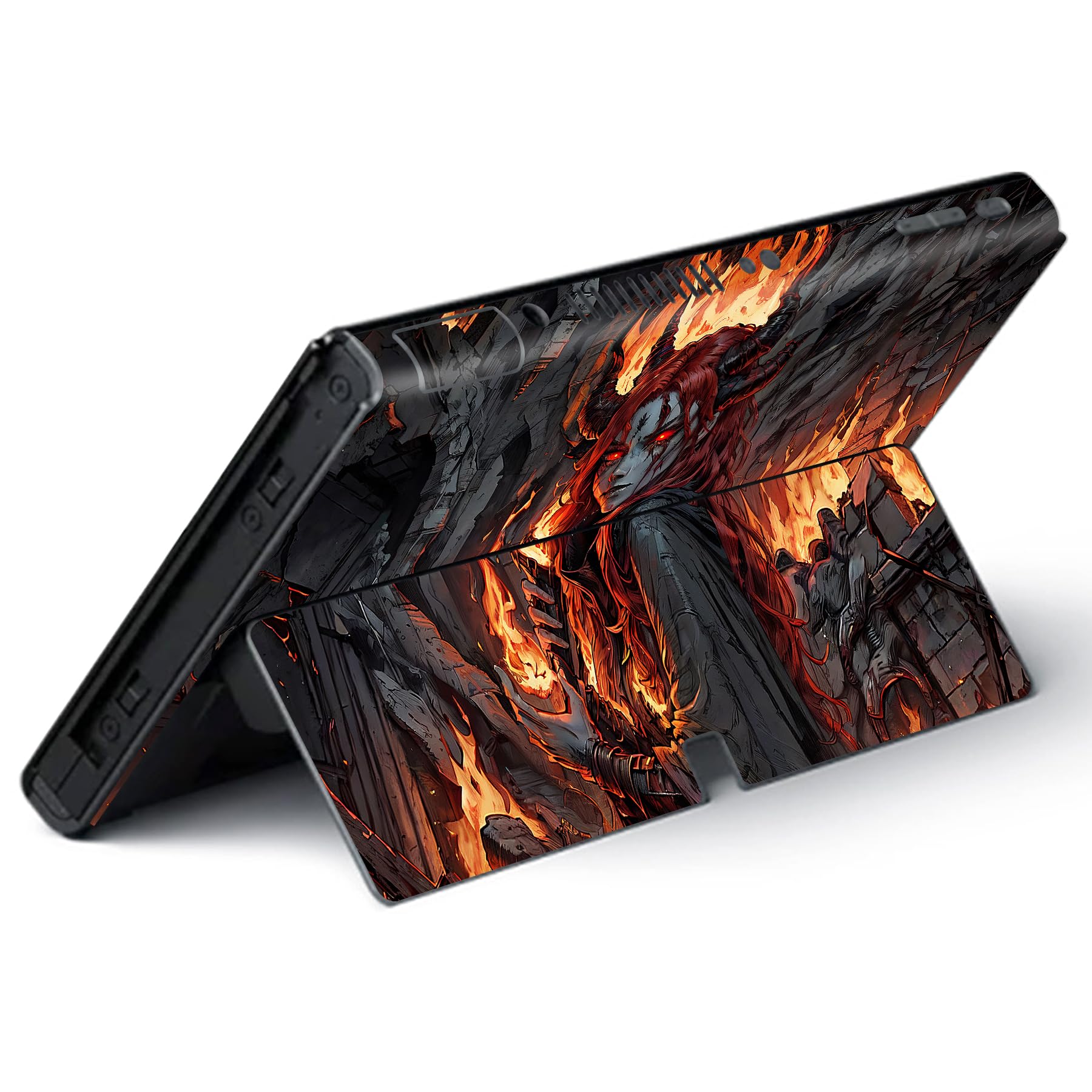 PlayVital Skin Sticker für Nintendo Switch OLED Modell,Aufkleber Sticker Decal Folie Abziehbild Faceplates Klebefolie für Switch OLED Konsole&Joy Con&Dock&Grip(Flamme Gesandter)