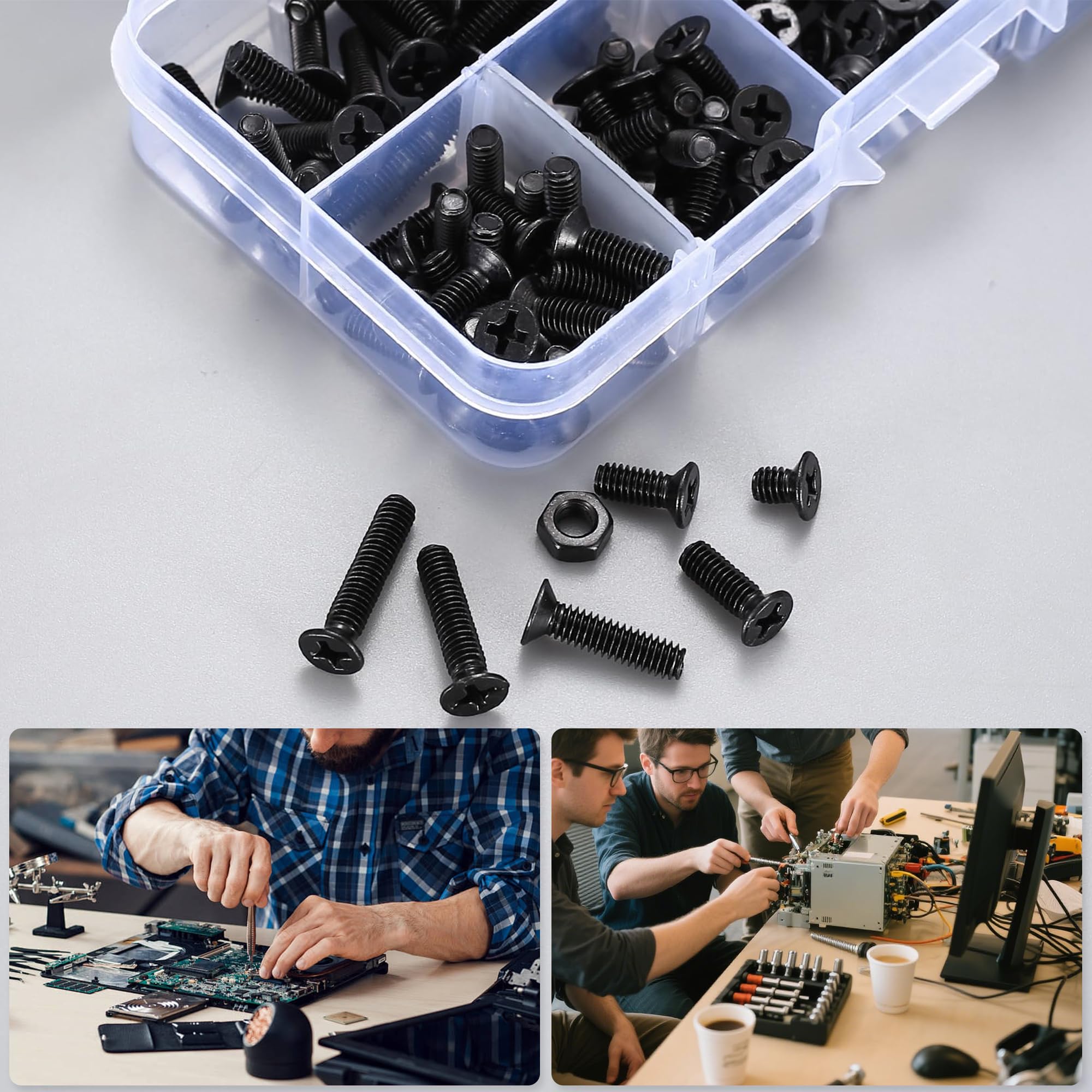 Juego de 500 tornillos para laptop, juego surtido de tornillos M3 para computadora con caja de almacenamiento para reparación de portátiles, mantenimiento y accesorios de bricolaje — view 6